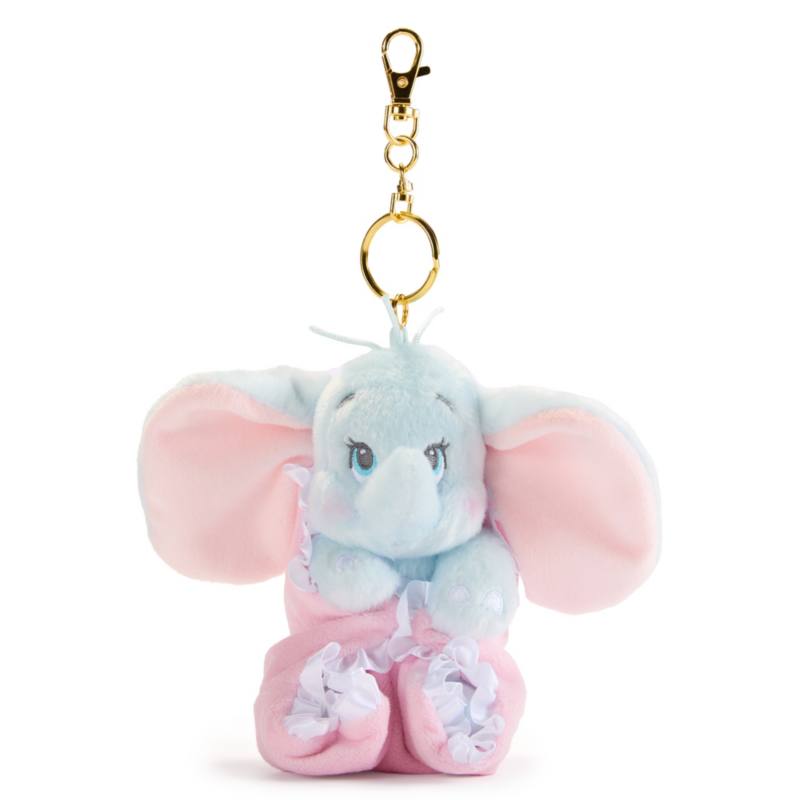 Piccolo peluche portachiavi Disney Babies Dumbo con fascia Disney Store Japan, 14 cm