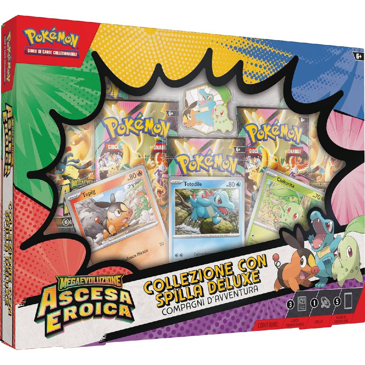 Pokémon Megaevoluzione – Ascesa Eroica Collezione con Spilla Deluxe Compagni d’Avventura