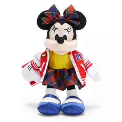 Mini peluche imbottito Minnie in stile college, 24 cm