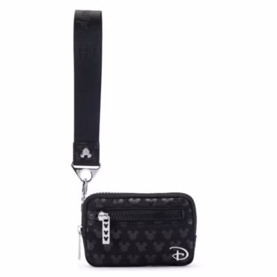 Astuccio da polso nero Disney con cerniera e silhouette di Topolino
