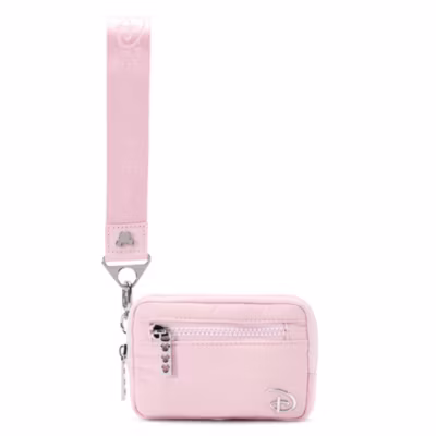 Astuccio da polso rosa Disney con cerniera e silhouette di Topolino