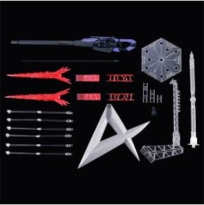 P-Bandai Real Grade RG 1/144 Mobile Suit Gundam Hyper Mega Bazooka Launcher for RX-93-ν2 Hi-ν Gundam Fin Funnel Display Set