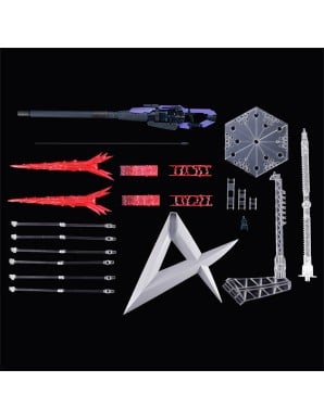P-Bandai Real Grade RG 1/144 Mobile Suit Gundam Hyper Mega Bazooka Launcher for RX-93-ν2 Hi-ν Gundam Fin Funnel Display Set