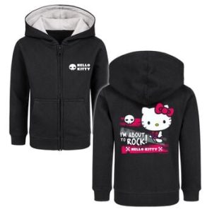 Metal-Kids – I’m about to rock | Giacche con cappuccio bambini | nero | Hello Kitty
