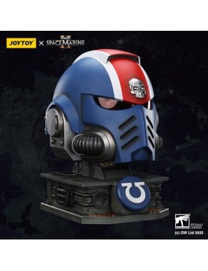 Joy Toy Warhammer 40,000 Space Marine 2 Ultramarines Lieutenant Titus Helmet Replica with Display Stand