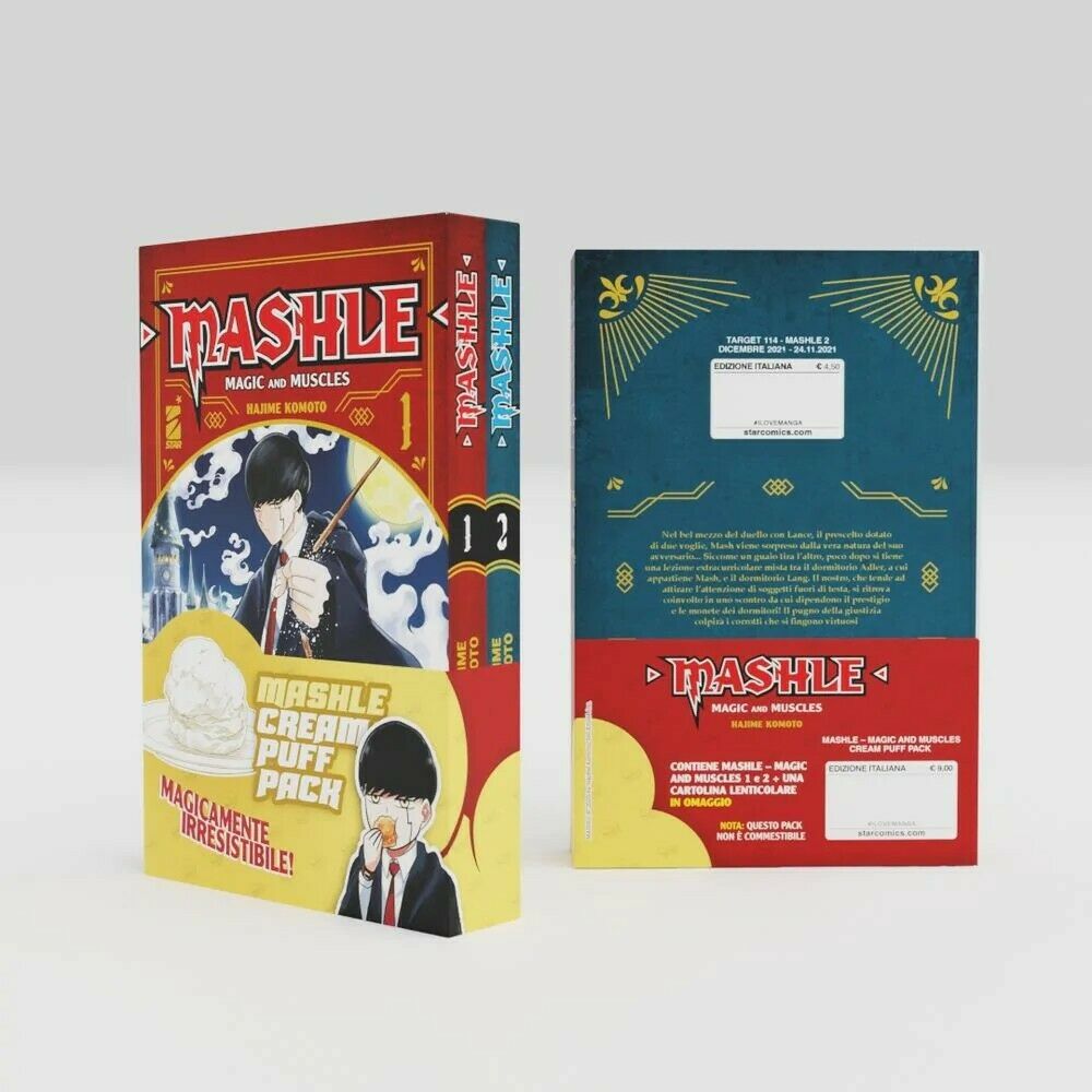 MASHLE CREAN PUFF PACK CONTIENE I VOLUMI 1 E 2 + GADGET
