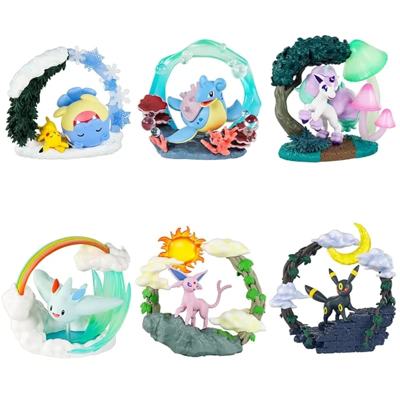 Pokémon Circular Diorama Collection Set Completo 6 Pezzi
